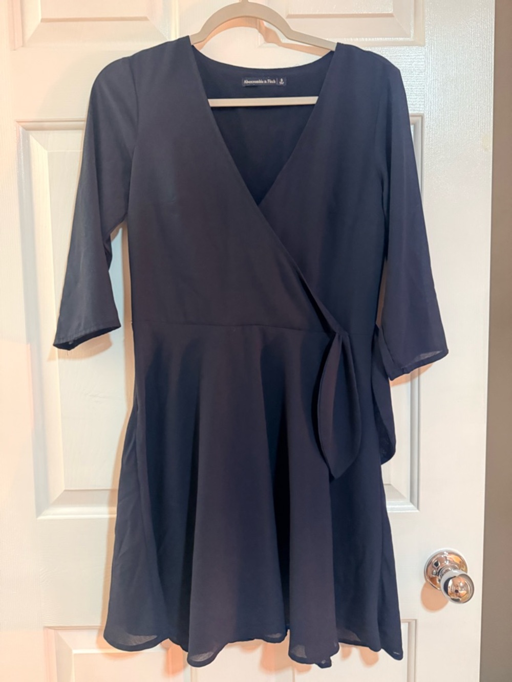 Abercrombie & Fitch Navy Wrap Dress with Tie Waist